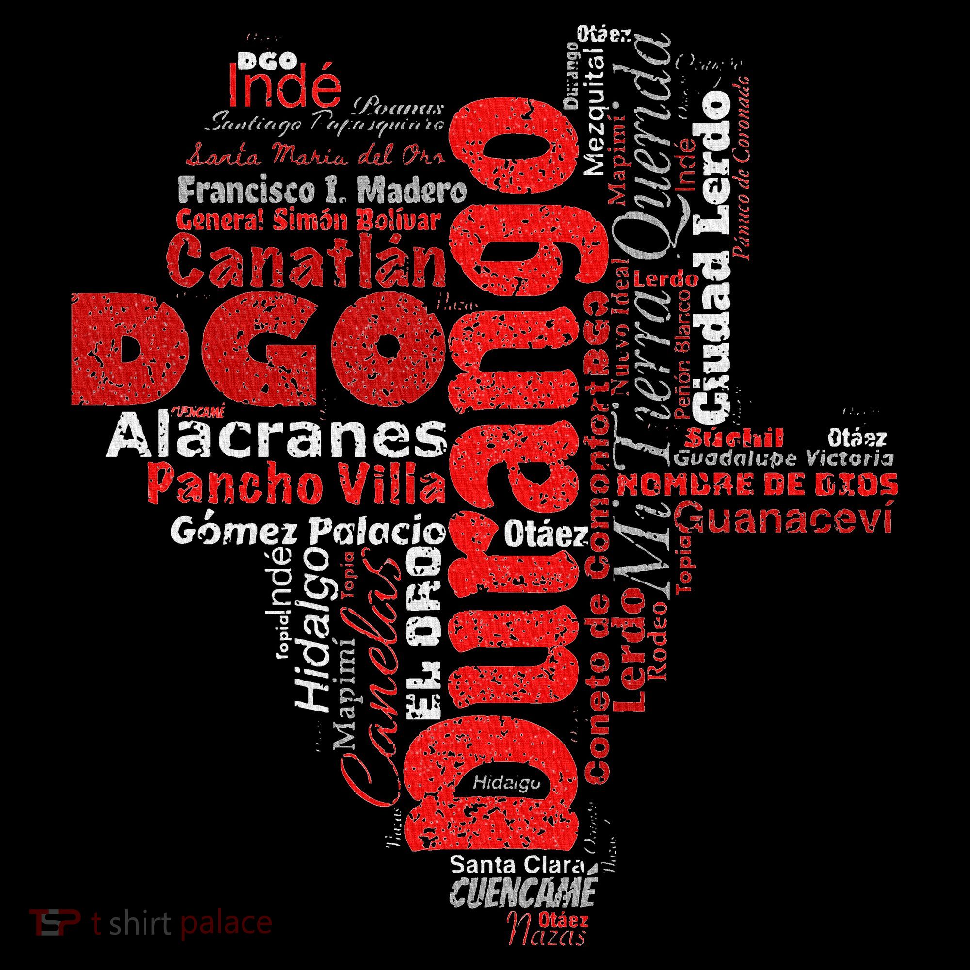 Mapa De Durango Mexico Municipios Durango Map T-Shirt