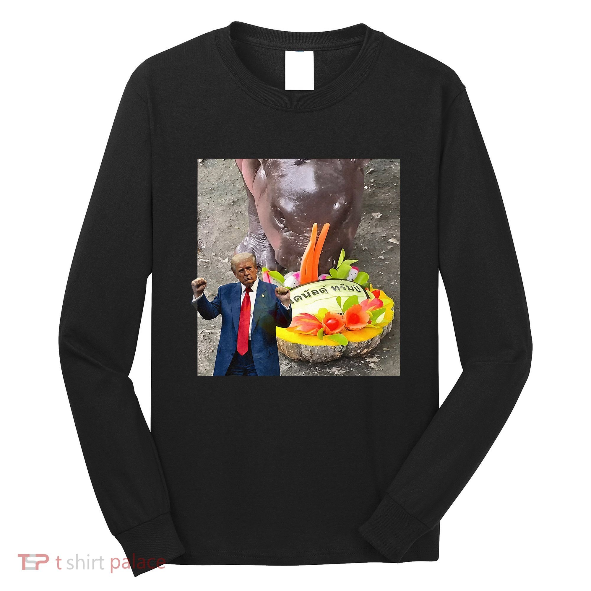 Moo Deng Endorsed Trump Hippo Predicting TrumpS Victory Long Sleeve Shirt