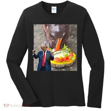 Moo Deng Endorsed Trump Hippo Predicting TrumpS Victory Women's Long Sleeve Shirt
