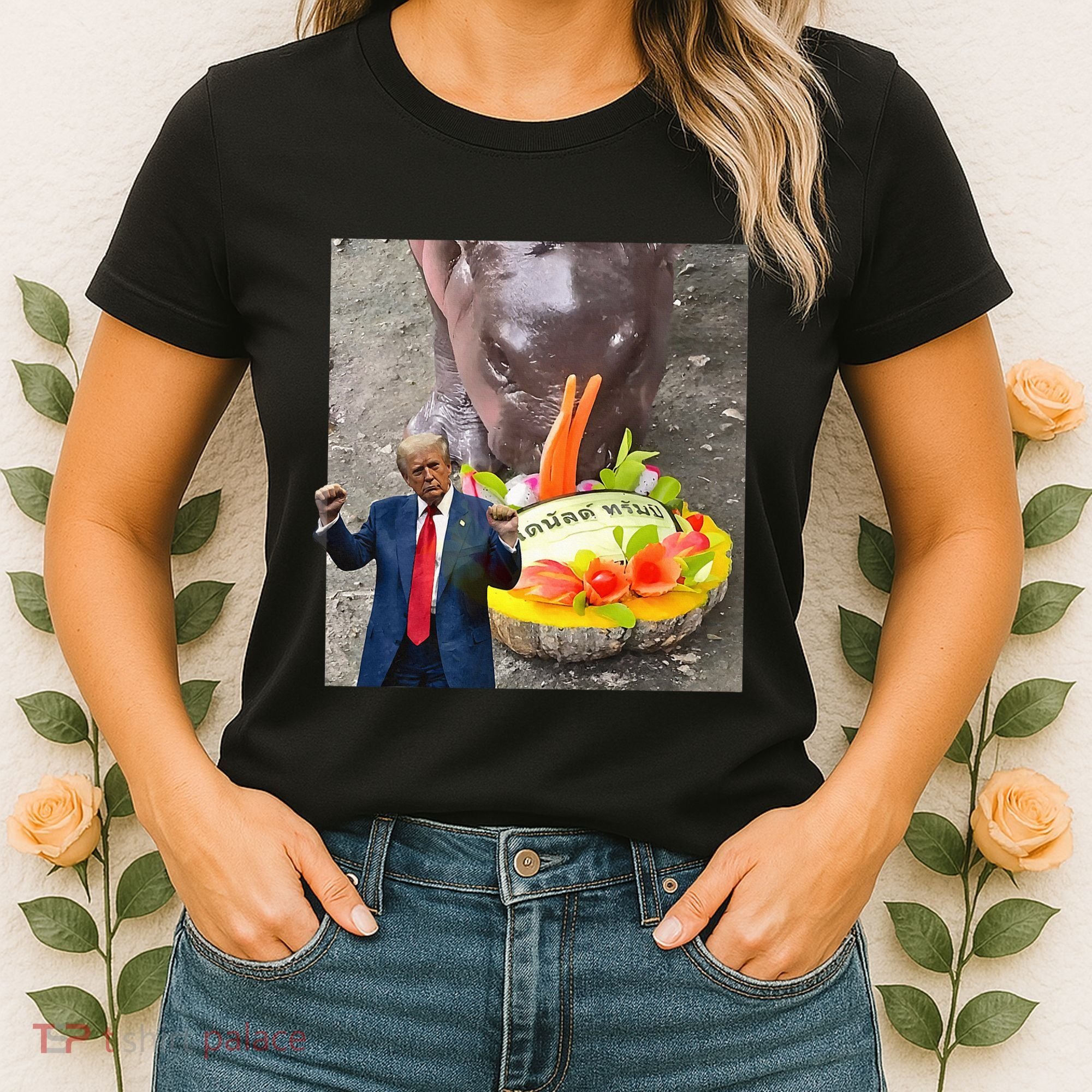 Moo Deng Endorsed Trump Hippo Predicting TrumpS Victory Women's T-Shirt