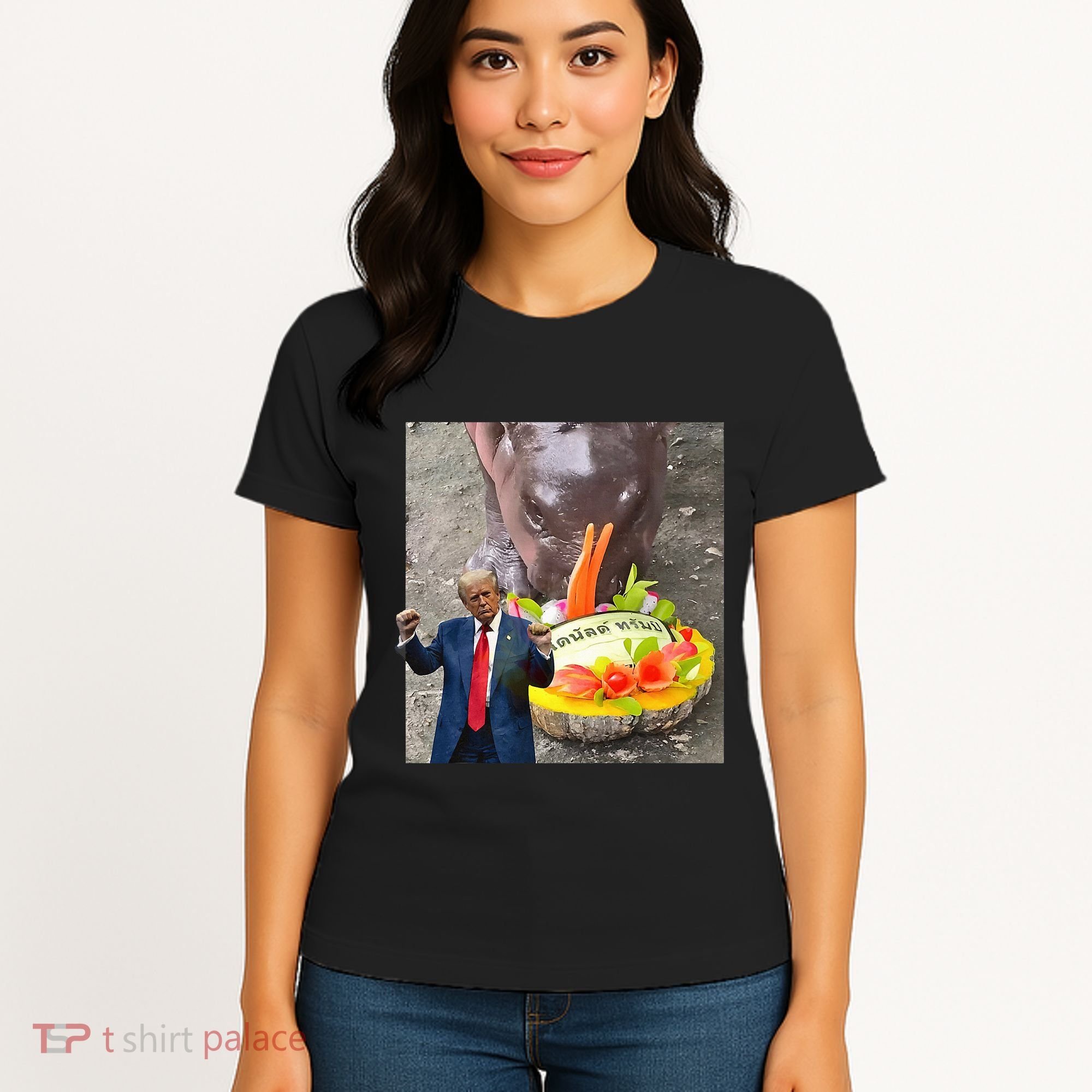 Moo Deng Endorsed Trump Hippo Predicting TrumpS Victory Women's T-Shirt