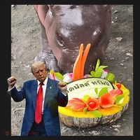 Moo Deng Endorsed Trump Hippo Predicting TrumpS Victory Kids Sweatshirt thumb 2