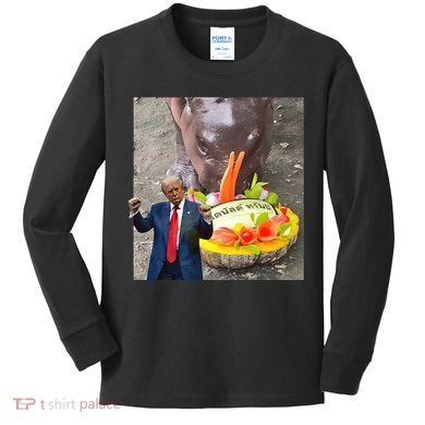 Moo Deng Endorsed Trump Hippo Predicting TrumpS Victory Kids Long Sleeve Shirt