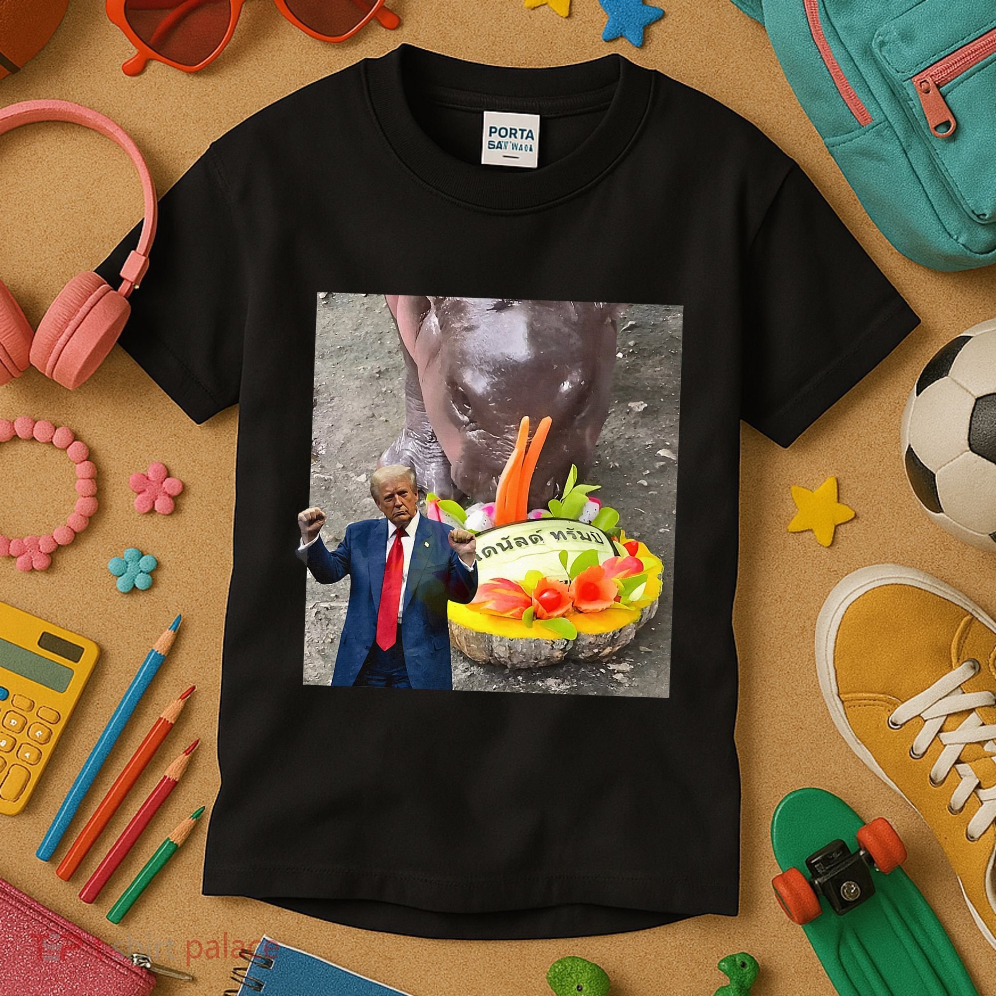 Moo Deng Endorsed Trump Hippo Predicting TrumpS Victory Kids T-Shirt