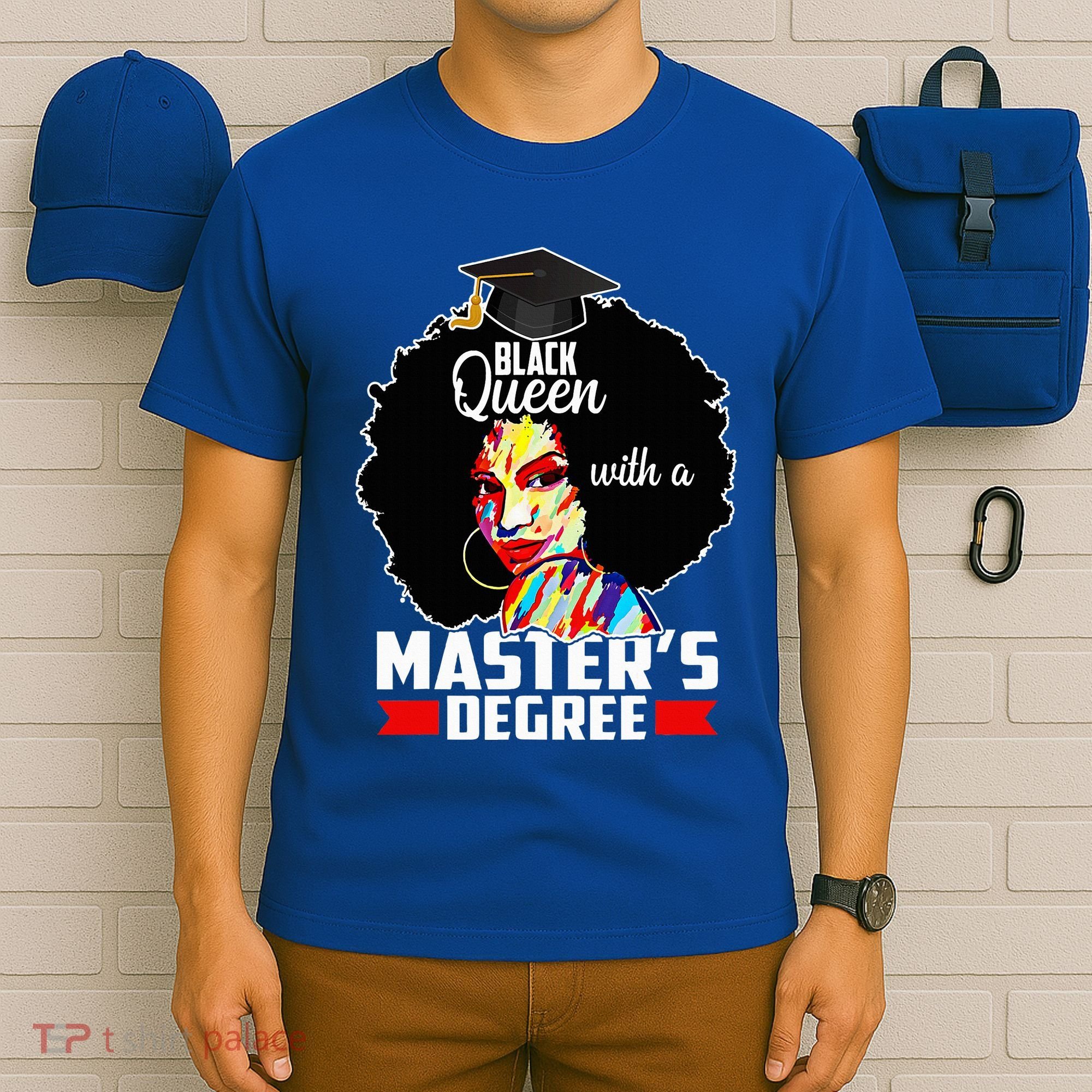 M.A.S.T.E.R.S Degree Educated Melanin Black Queen Graduation T-Shirt