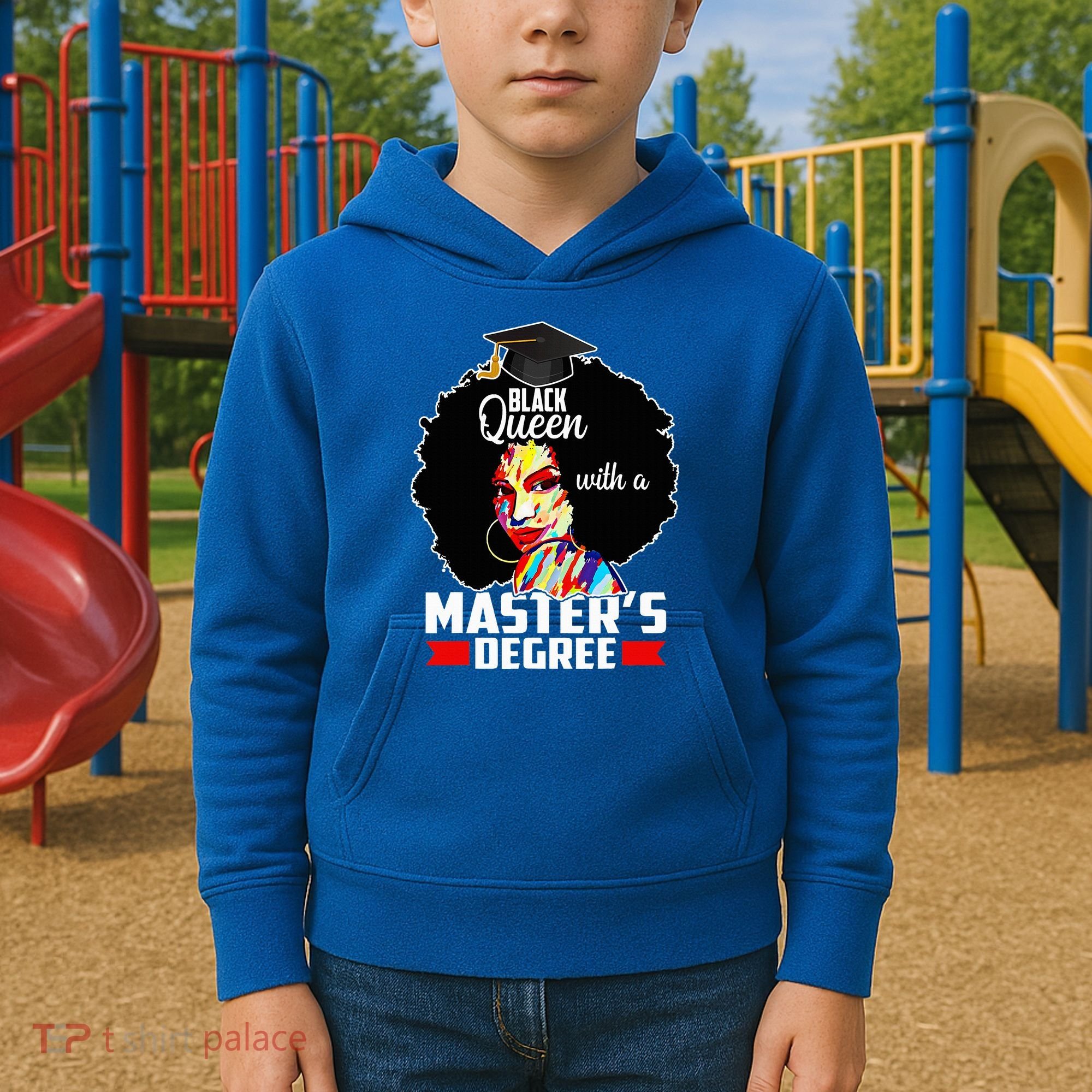 M.A.S.T.E.R.S Degree Educated Melanin Black Queen Graduation Kids Hoodie