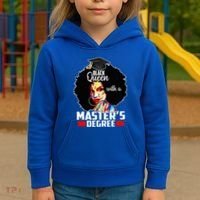 M.A.S.T.E.R.S Degree Educated Melanin Black Queen Graduation Kids Hoodie thumb 3