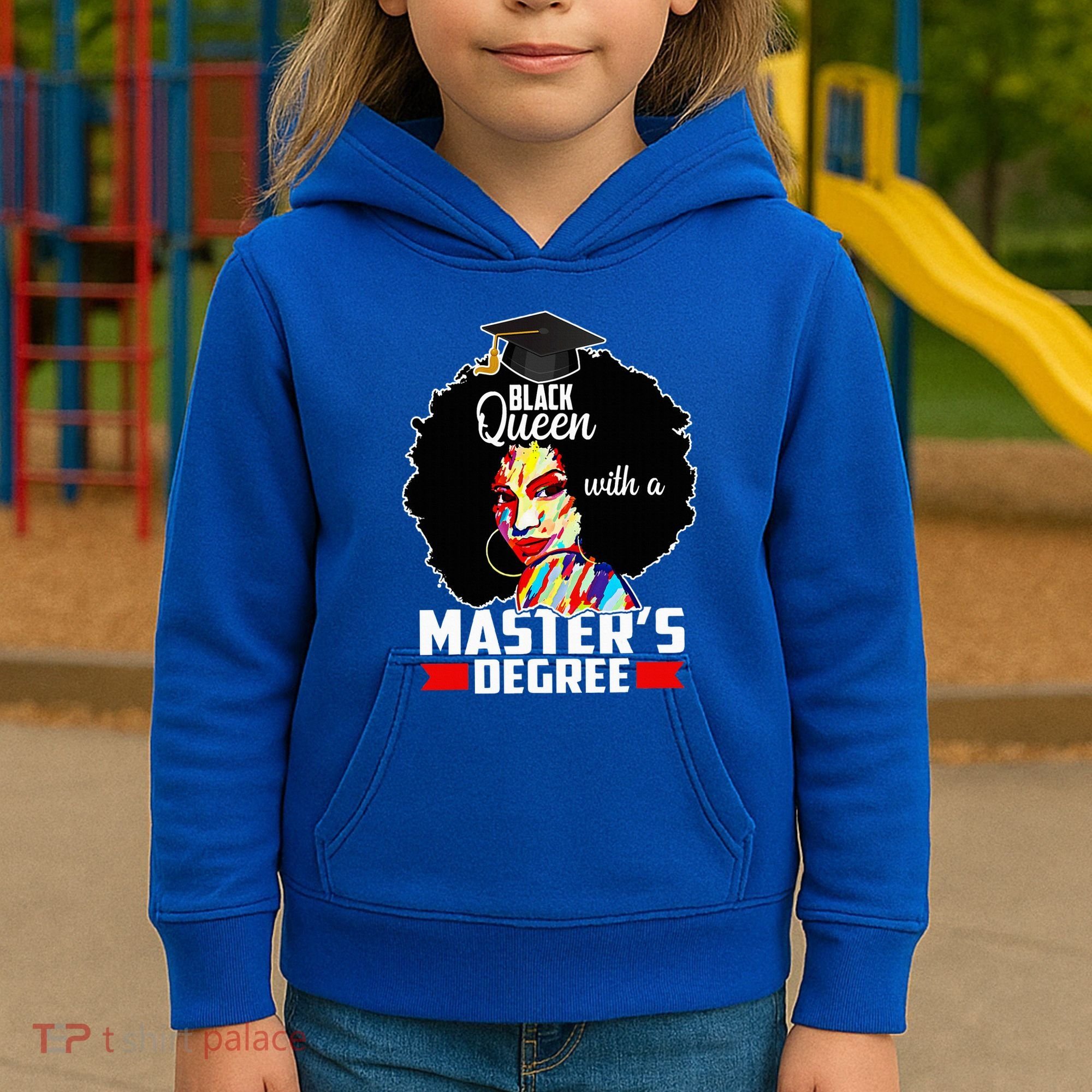 M.A.S.T.E.R.S Degree Educated Melanin Black Queen Graduation Kids Hoodie