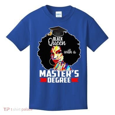 M.A.S.T.E.R.S Degree Educated Melanin Black Queen Graduation Kids T-Shirt