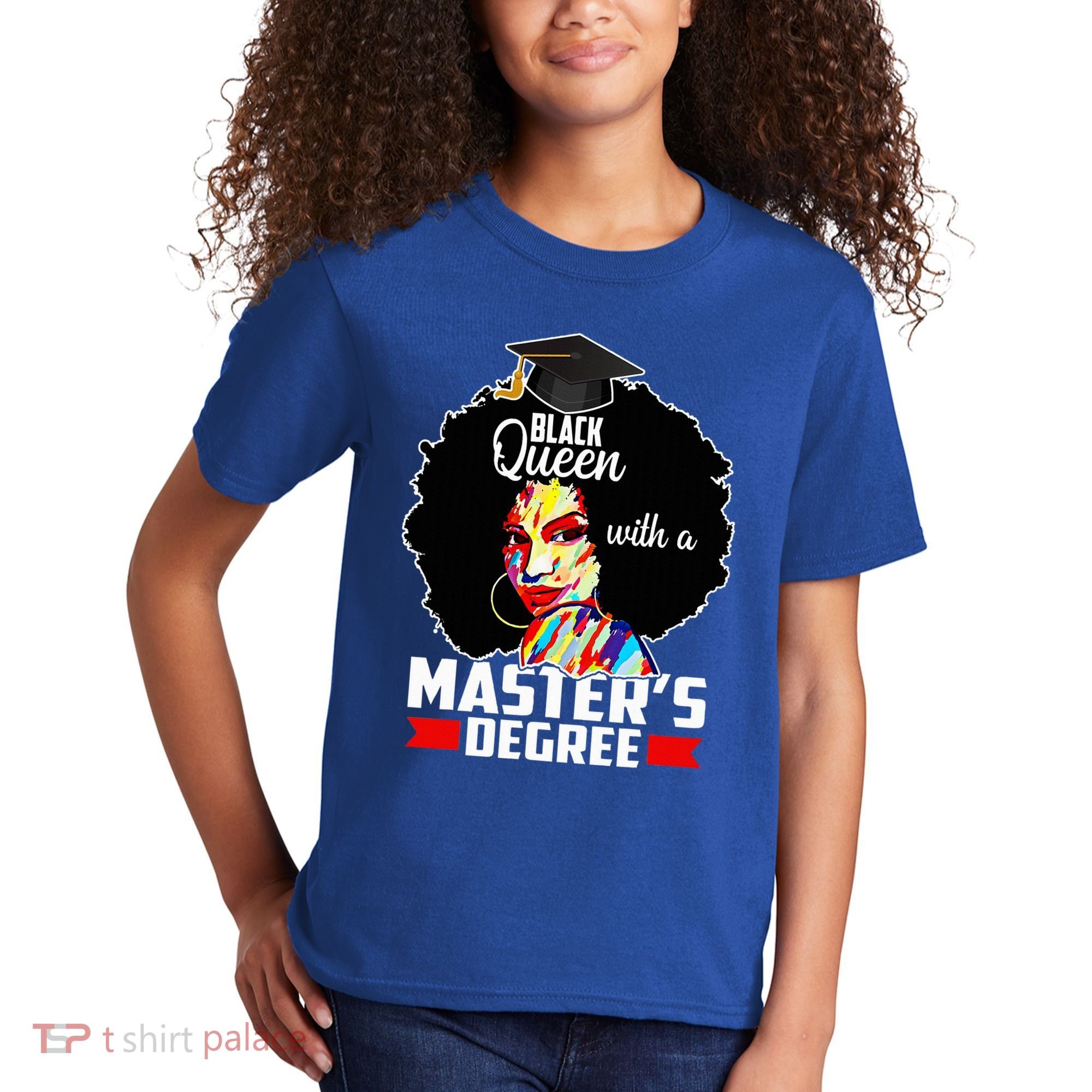 M.A.S.T.E.R.S Degree Educated Melanin Black Queen Graduation Kids T-Shirt