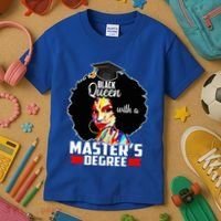 M.A.S.T.E.R.S Degree Educated Melanin Black Queen Graduation Kids T-Shirt thumb 3