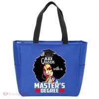 M.A.S.T.E.R.S Degree Educated Melanin Black Queen Graduation Tote Bag thumb 0