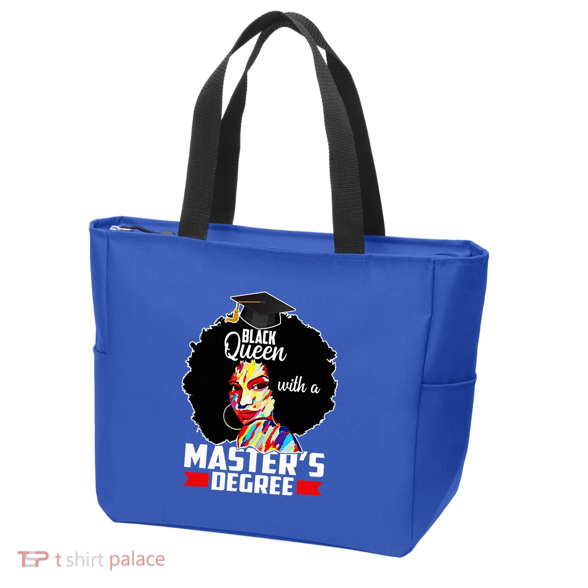 M.A.S.T.E.R.S Degree Educated Melanin Black Queen Graduation Tote Bag