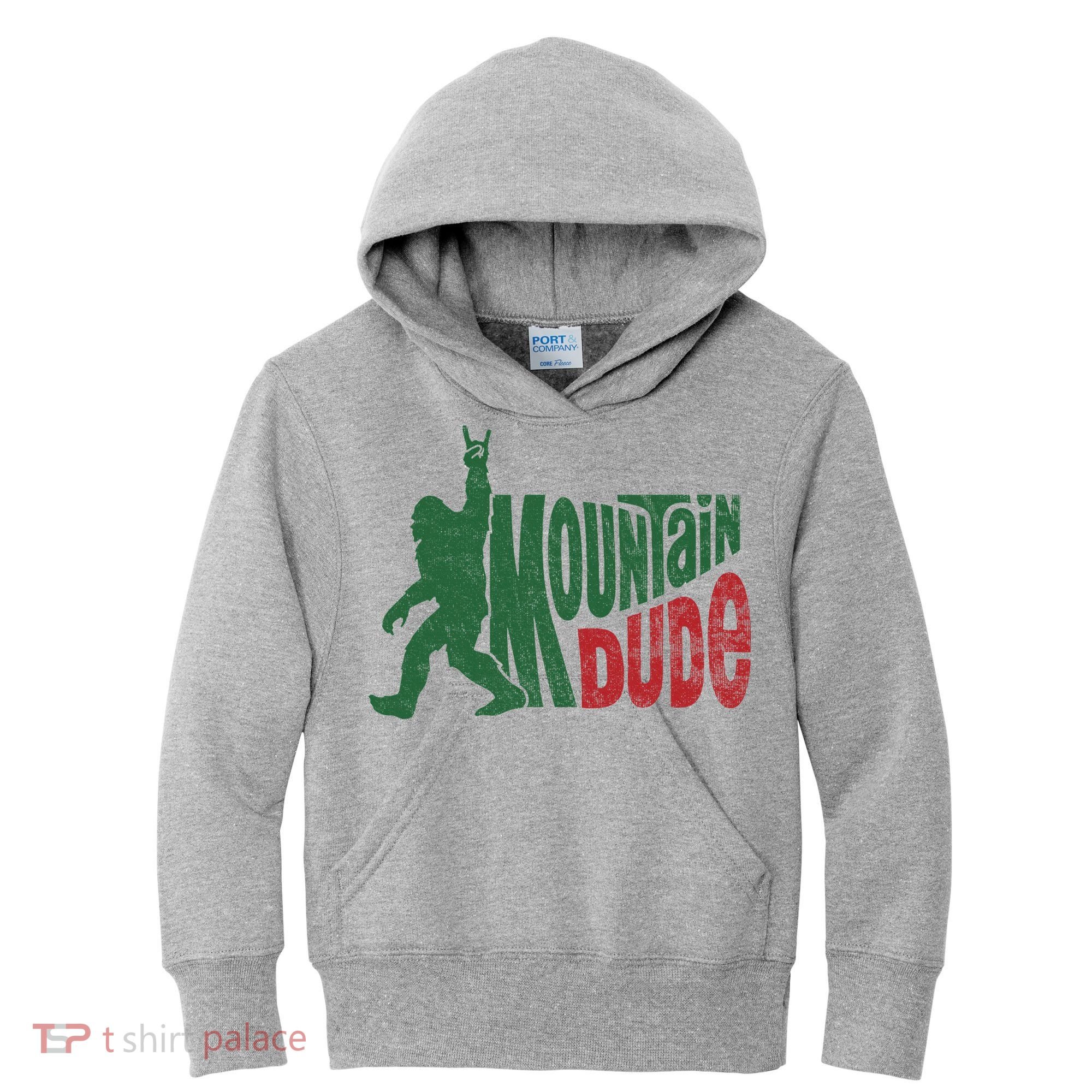Mountain Dude Funny Bigfoot Sasquatch Hiking Gift Kids Hoodie