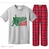 Mountain Dude Funny Bigfoot Sasquatch Hiking Gift Kids Plaid Pajama Set thumb 0