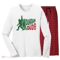 Mountain Dude Funny Bigfoot Sasquatch Hiking Gift Women's Long Sleeve Flannel Pajama Set  thumb 0