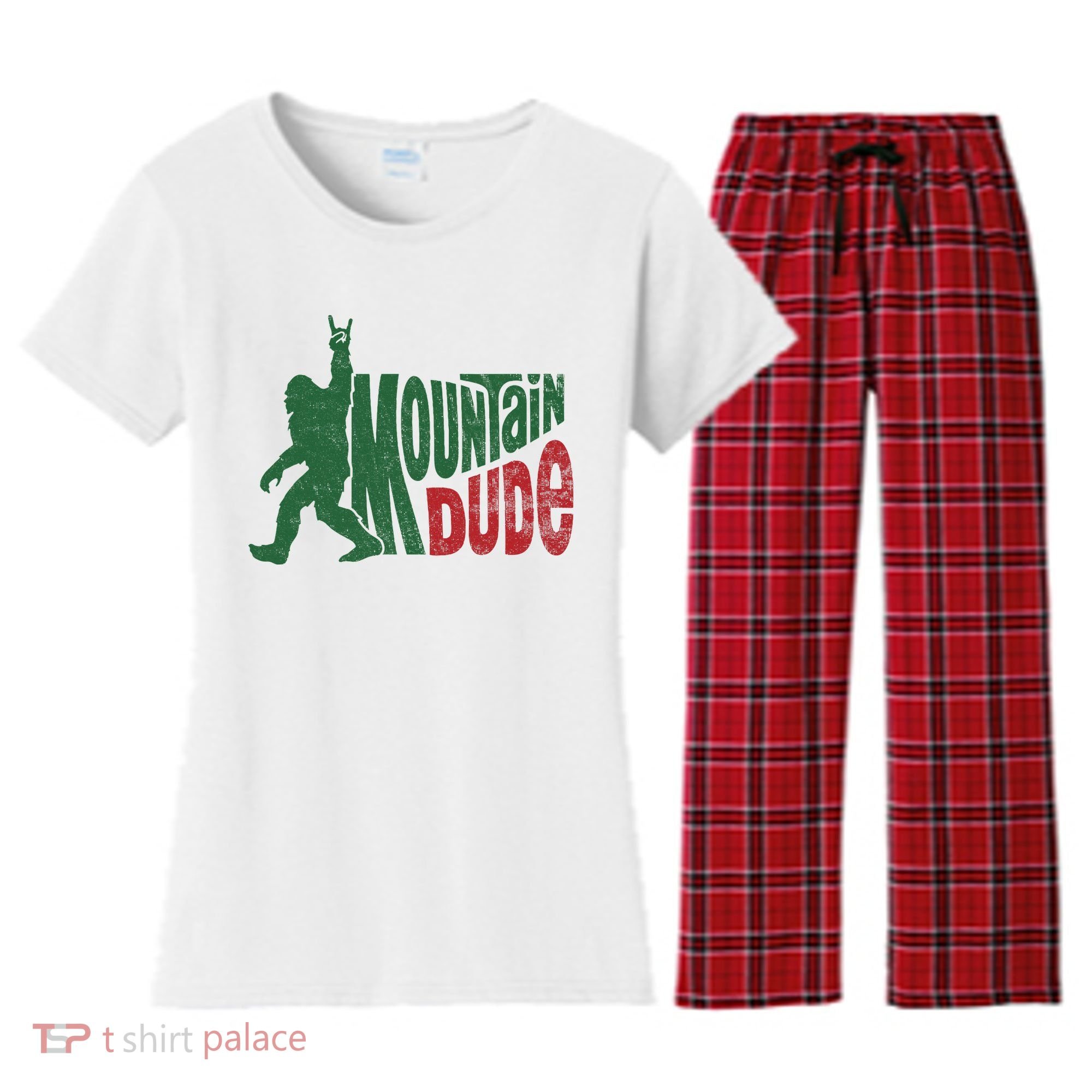 Mountain Dude Funny Bigfoot Sasquatch Hiking Gift Women's Flannel Pajama Set