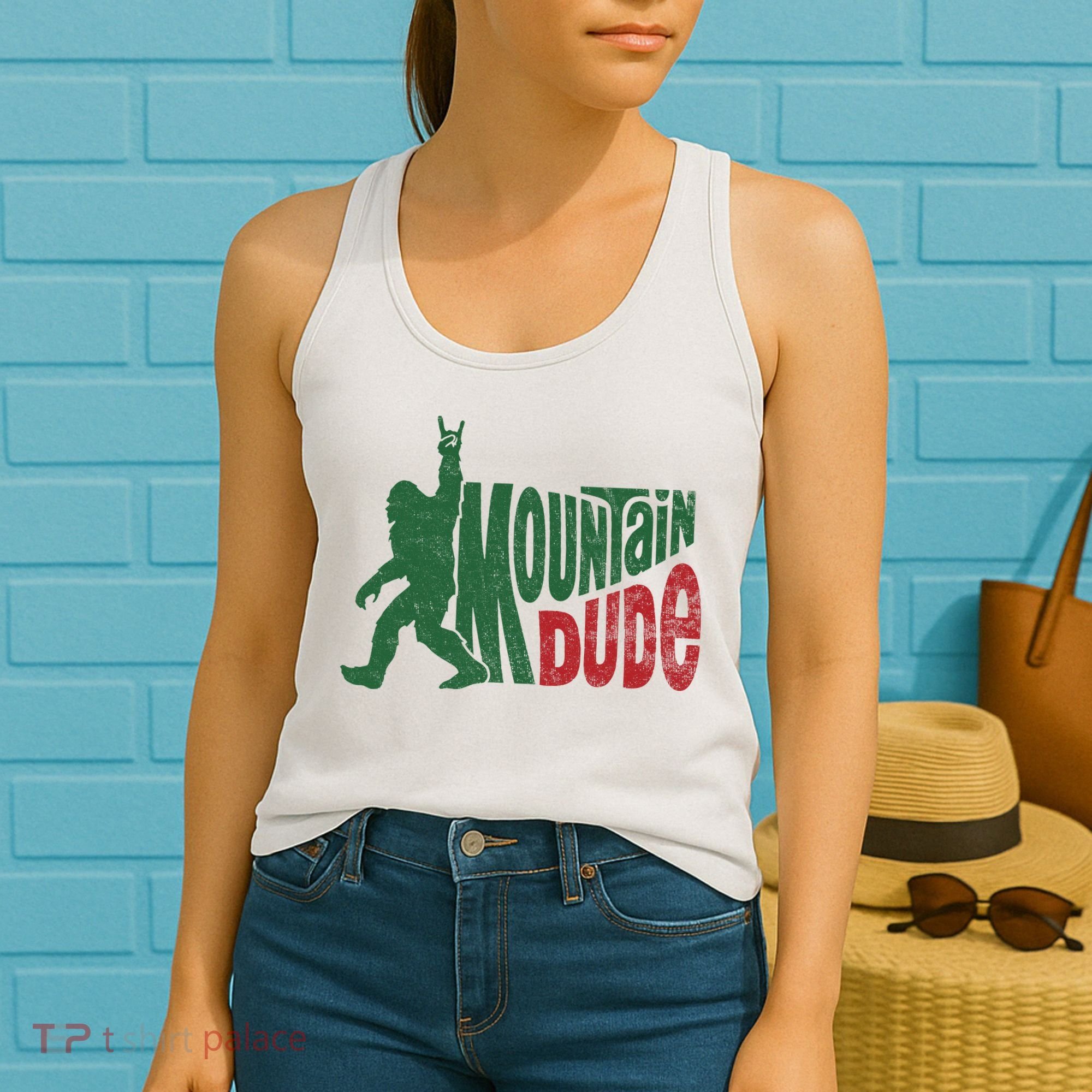 Mountain Dude Funny Bigfoot Sasquatch Hiking Gift Women's Tank Top
