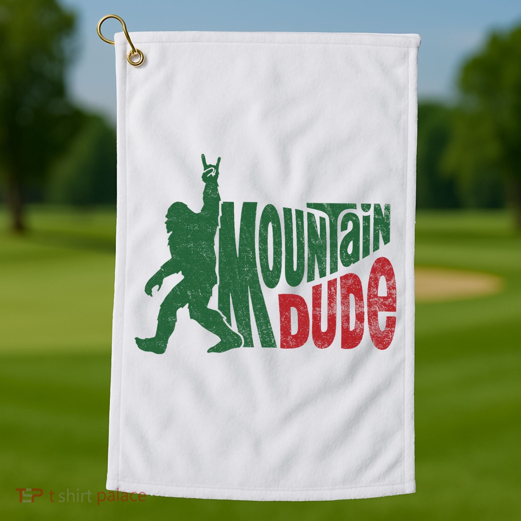 Mountain Dude Funny Bigfoot Sasquatch Hiking Gift Golf Towel