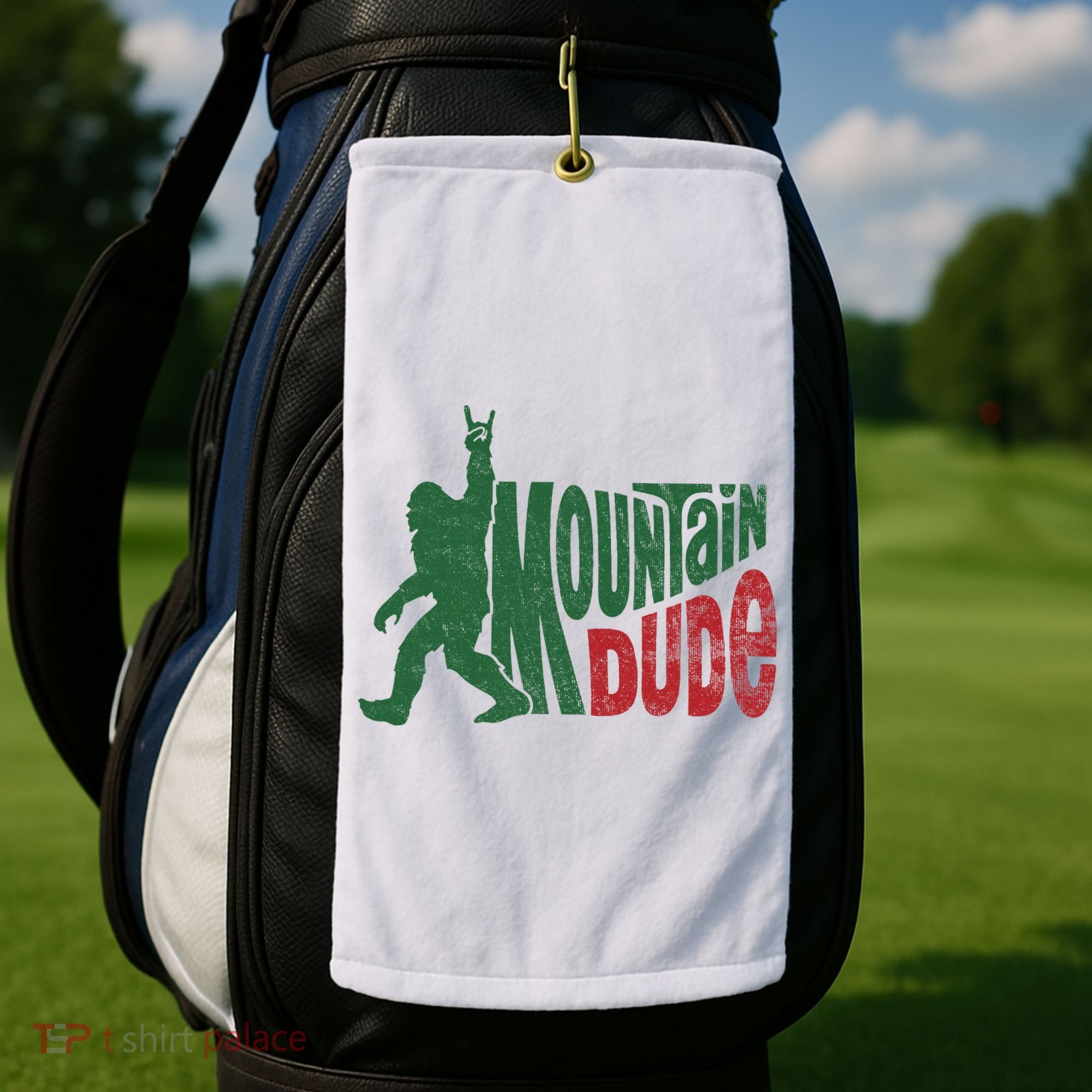 Mountain Dude Funny Bigfoot Sasquatch Hiking Gift Golf Towel