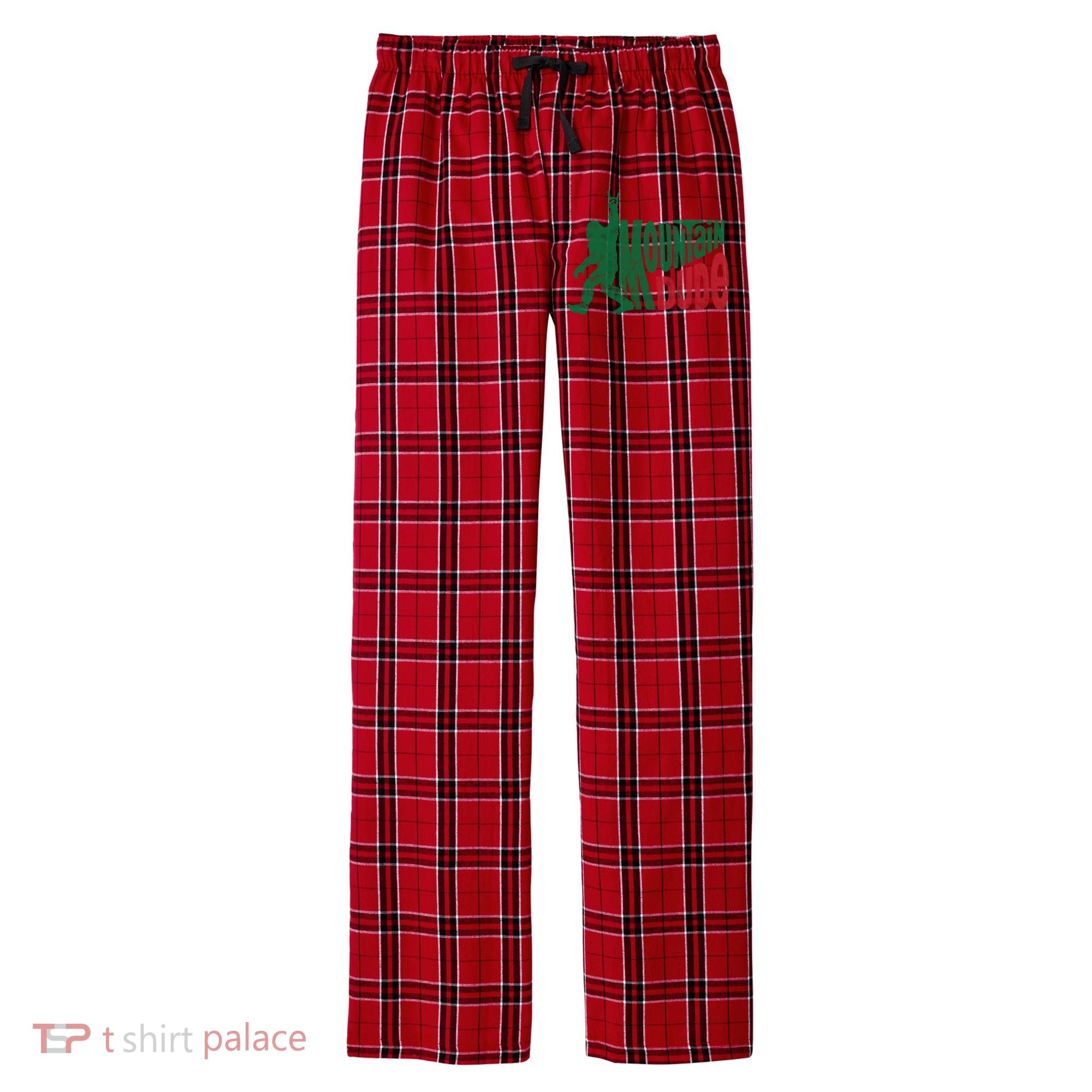 Mountain Dude Funny Bigfoot Men's Flannel Plaid Pajama Pants