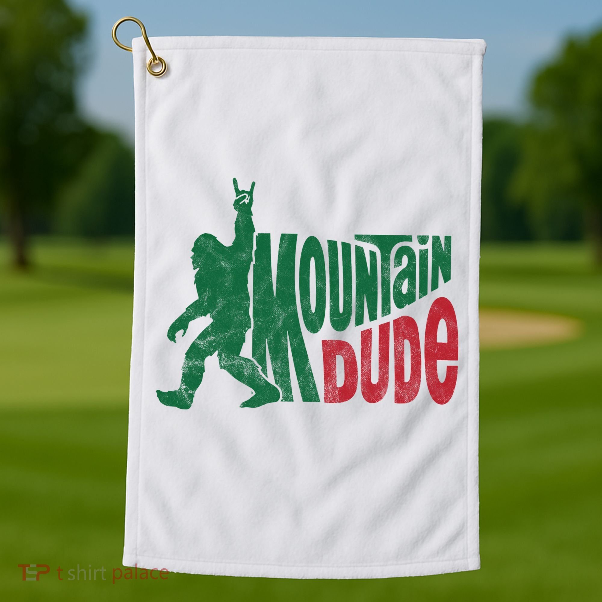 Mountain Dude Funny Bigfoot Golf Towel