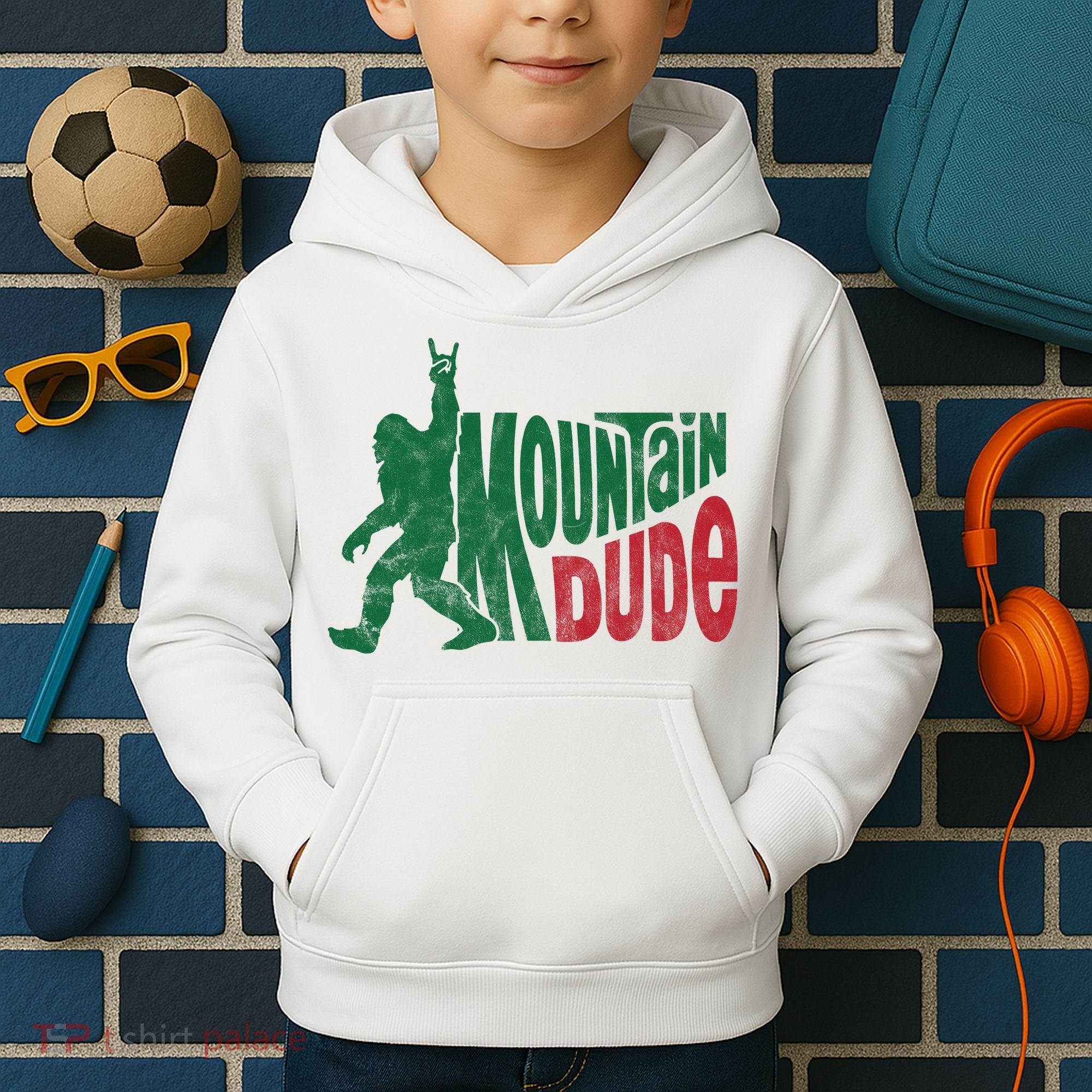 Mountain Dude Funny Bigfoot Kids Hoodie