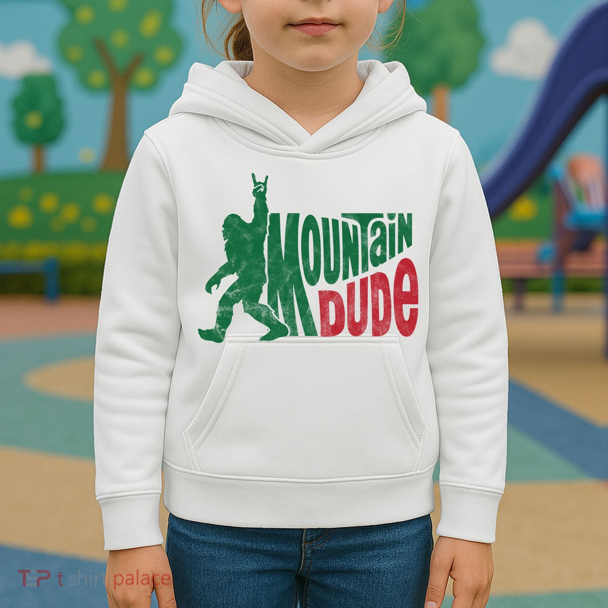 Mountain Dude Funny Bigfoot Kids Hoodie