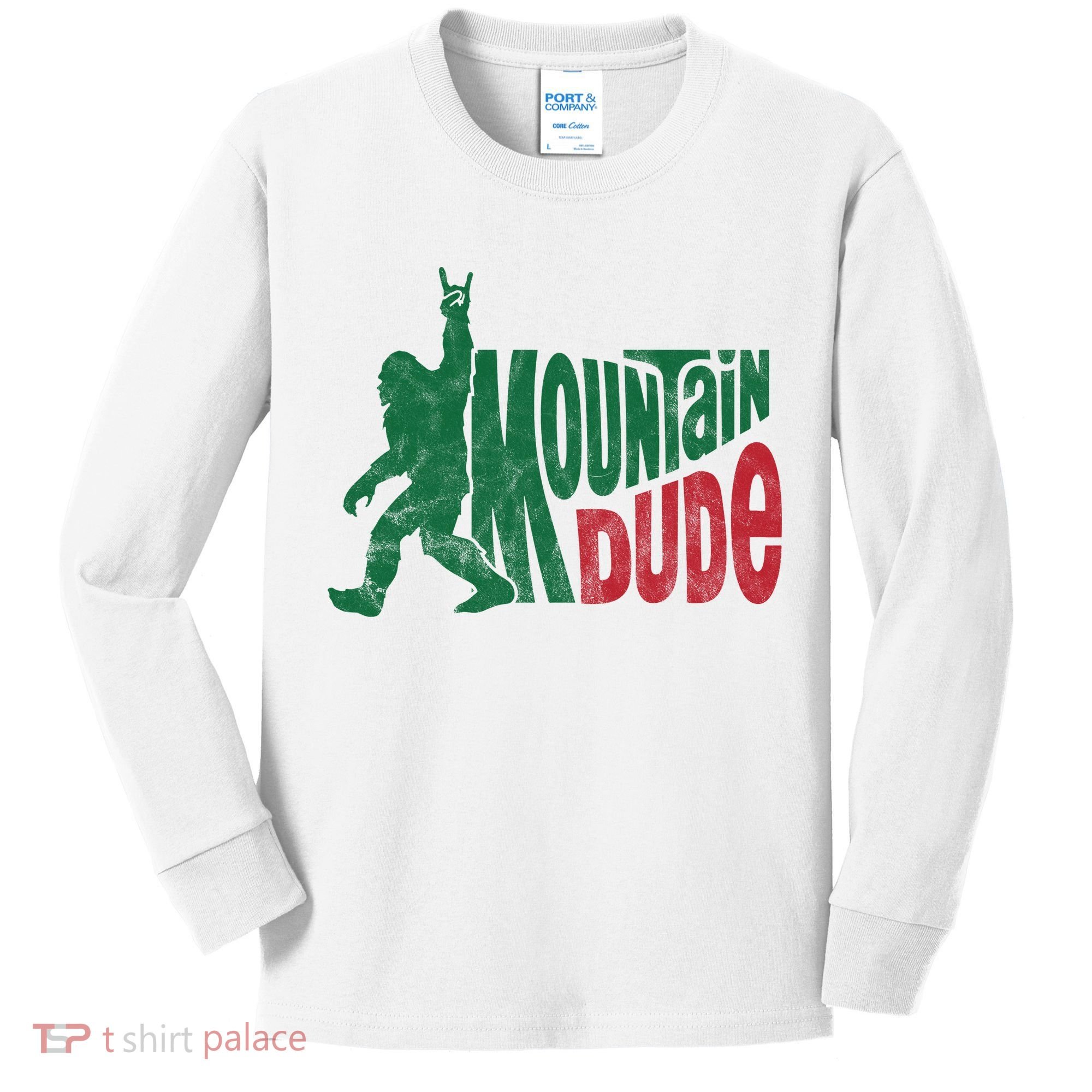 Mountain Dude Funny Bigfoot Kids Long Sleeve Shirt