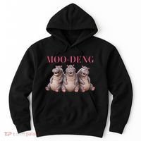 Moo Deng Funny Hippo Pygmy Hippopotamu Hoodie thumb 0