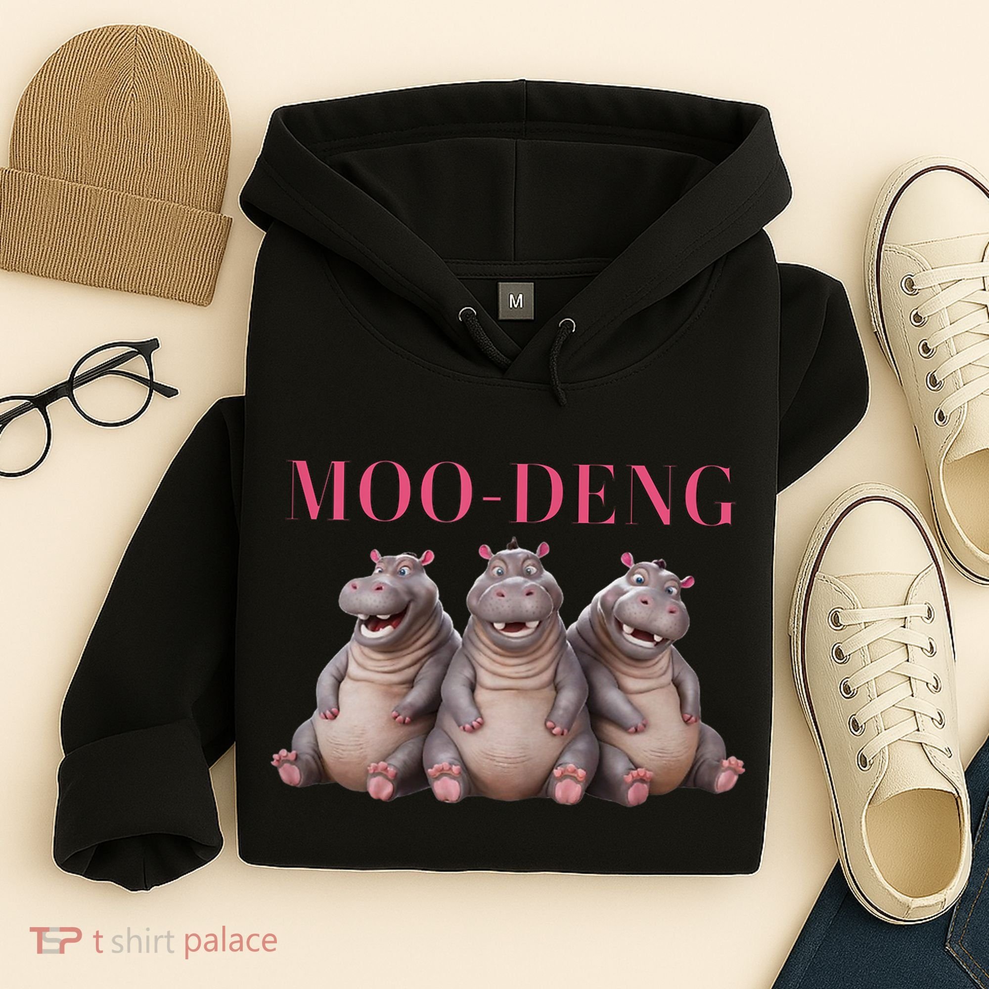 Moo Deng Funny Hippo Pygmy Hippopotamu Hoodie