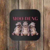 Moo Deng Funny Hippo Pygmy Hippopotamu Coaster thumb 0