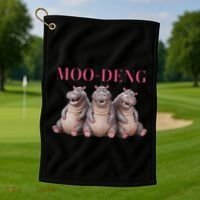 Moo Deng Funny Hippo Pygmy Hippopotamu Golf Towel thumb 1