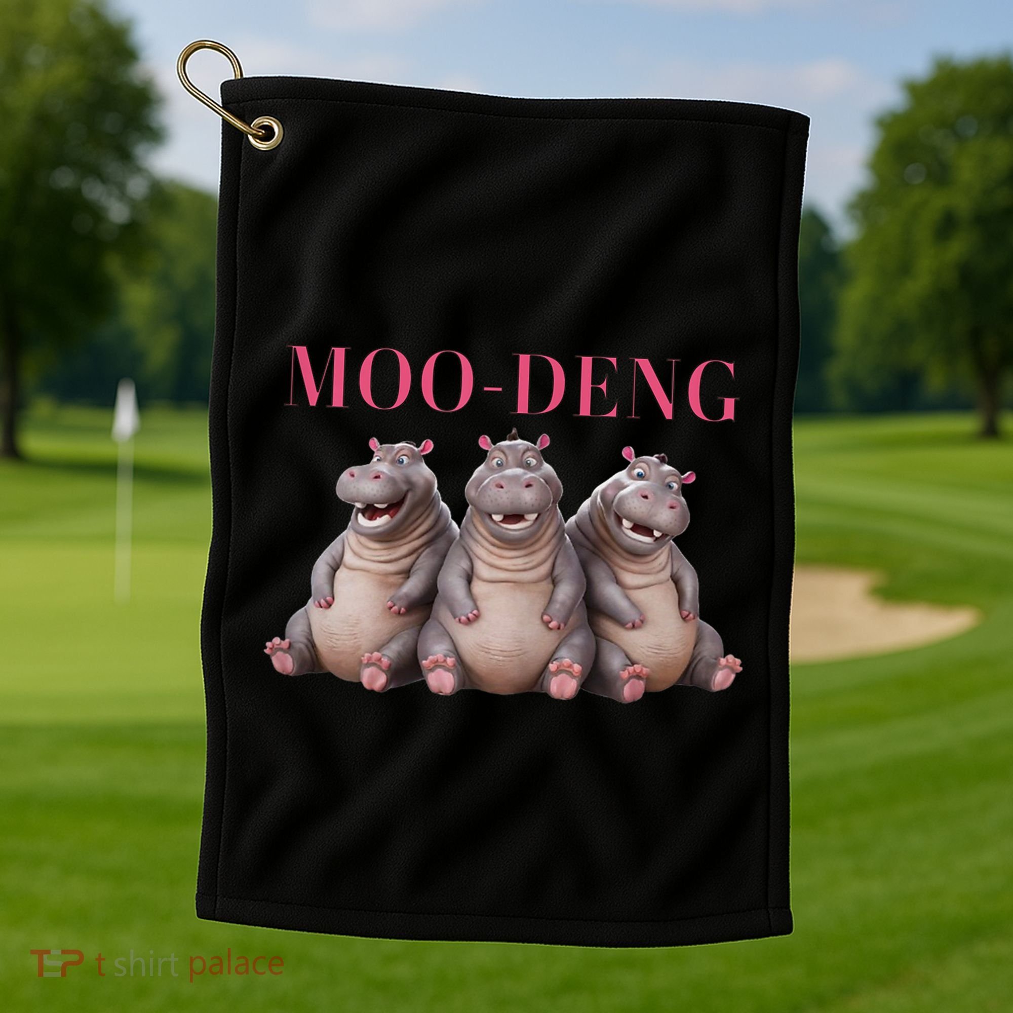 Moo Deng Funny Hippo Pygmy Hippopotamu Golf Towel