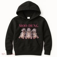 Moo Deng Funny Hippo Pygmy Hippopotamu Kids Hoodie thumb 0