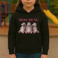 Moo Deng Funny Hippo Pygmy Hippopotamu Kids Hoodie thumb 3