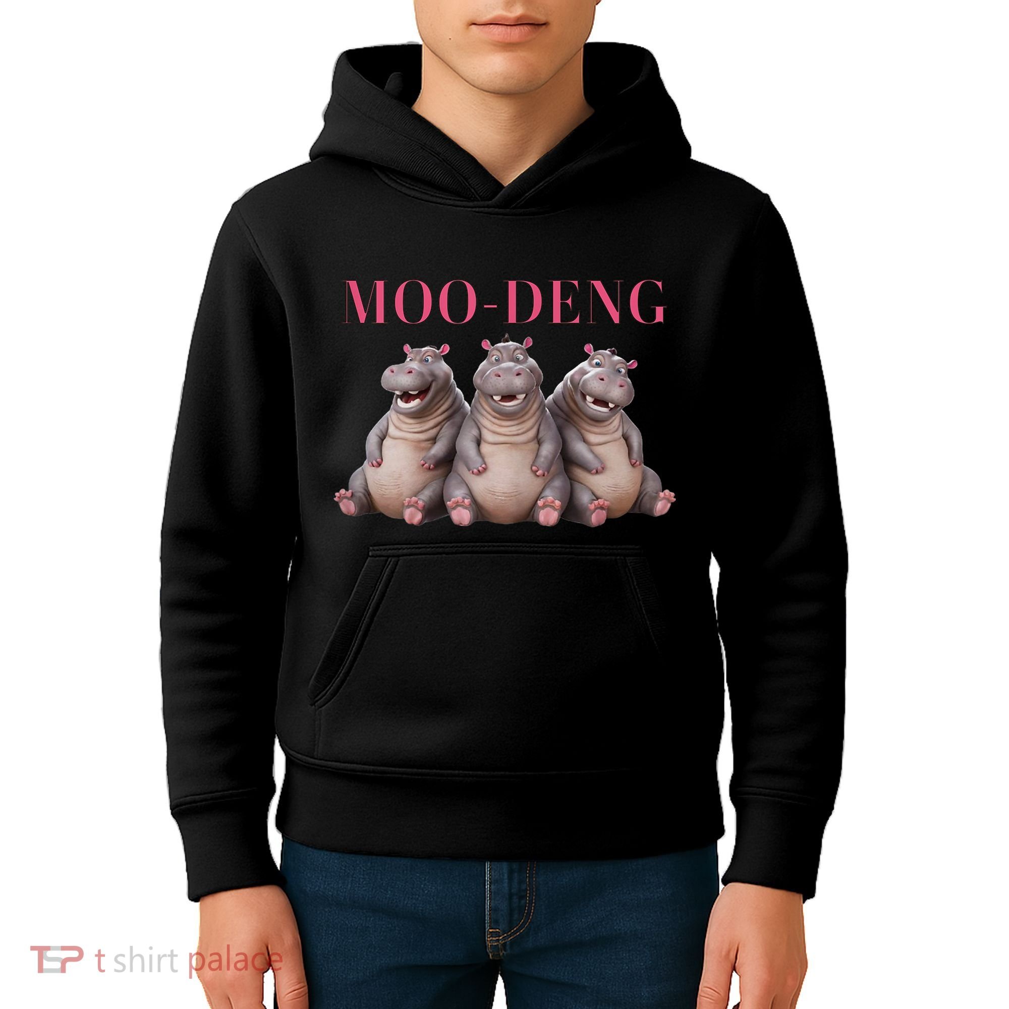 Moo Deng Funny Hippo Pygmy Hippopotamu Kids Hoodie