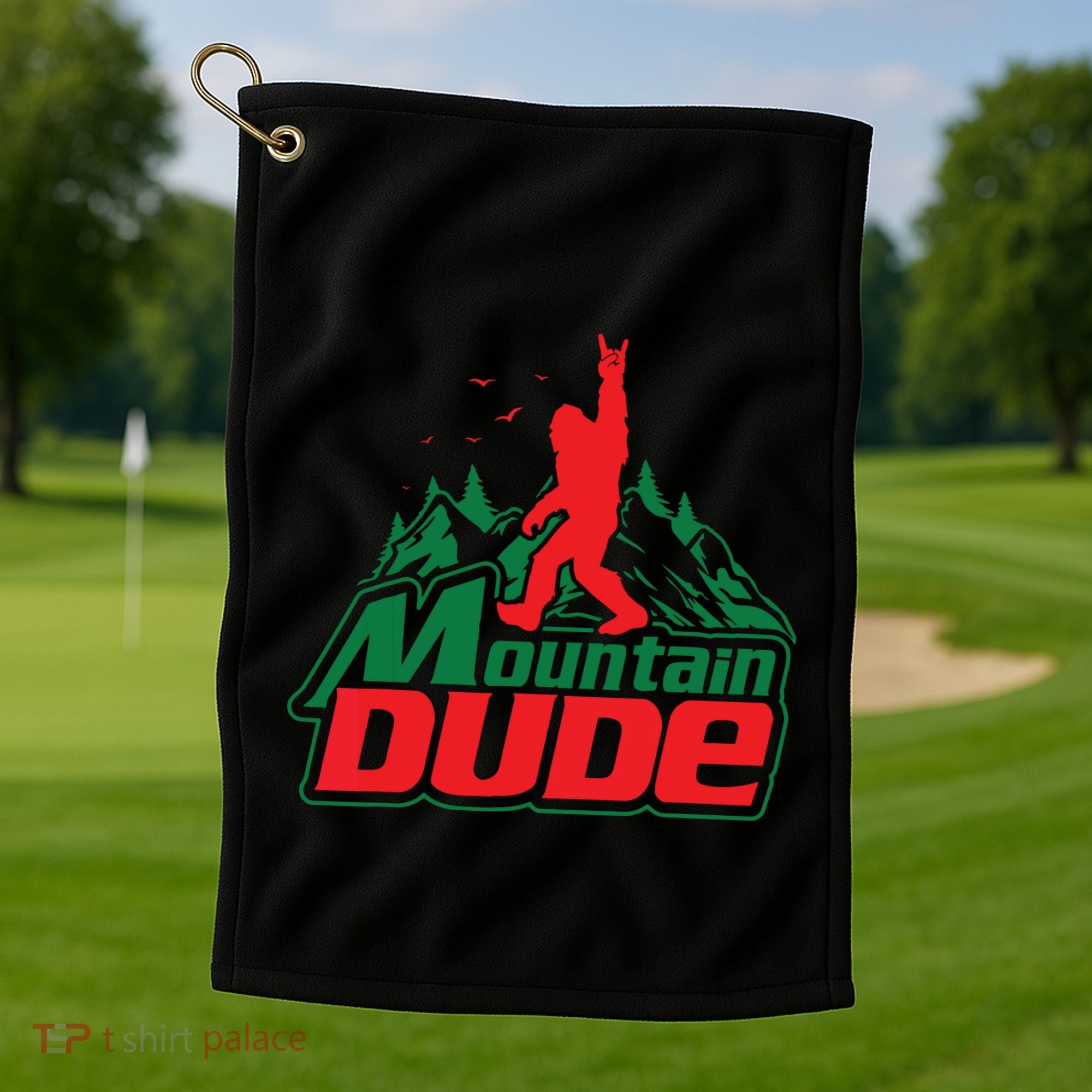 Mountain Dude Funny Bigfoot Sasquatch Hiking Golf Towel