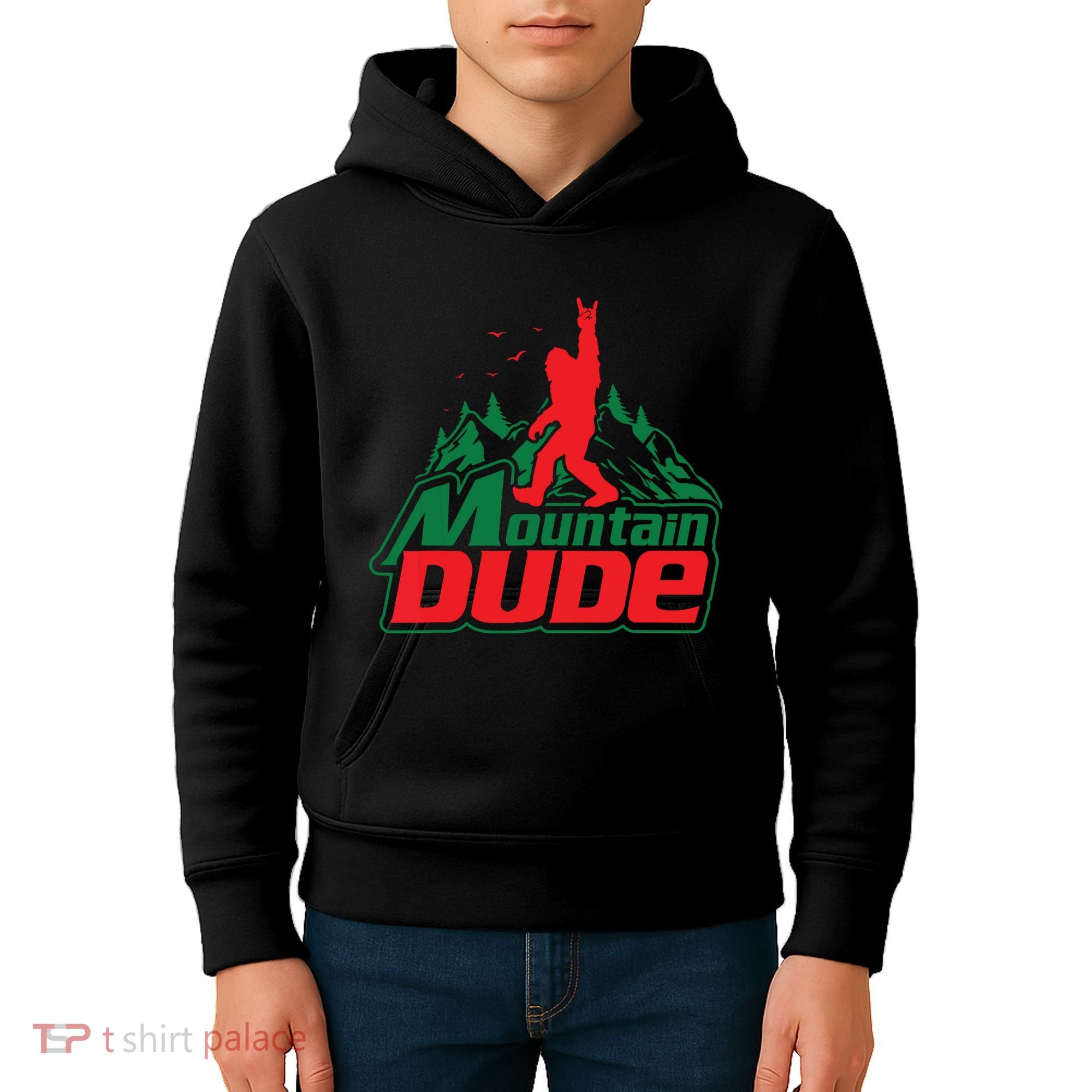 Mountain Dude Funny Bigfoot Sasquatch Hiking Kids Hoodie