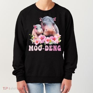 Moo Deng Floral Flower Pygmy Hippopotamus Women's Sweatshirt
