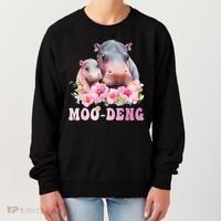 Moo Deng Floral Flower Pygmy Hippopotamus Women's Sweatshirt thumb 0