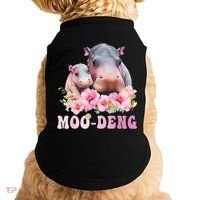 Moo Deng Floral Flower Pygmy Hippopotamus Doggie Tank thumb 0