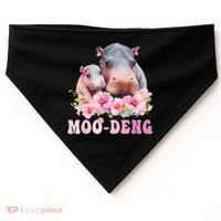 Moo Deng Floral Flower Pygmy Hippopotamus USA-Made Doggie Bandana thumb 0