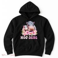 Moo Deng Floral Flower Pygmy Hippopotamus Hoodie thumb 0