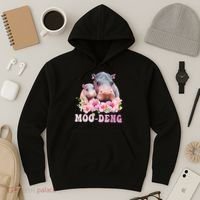 Moo Deng Floral Flower Pygmy Hippopotamus Hoodie thumb 3