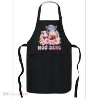 Moo Deng Floral Flower Pygmy Hippopotamus Apron thumb 0