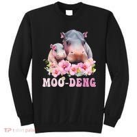 Moo Deng Floral Flower Pygmy Hippopotamus Sweatshirt thumb 0