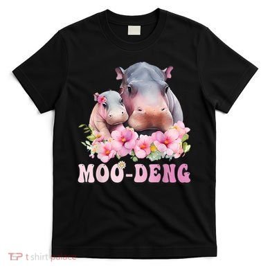 Moo Deng Floral Flower Pygmy Hippopotamus T-Shirt