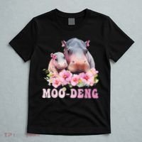 Moo Deng Floral Flower Pygmy Hippopotamus T-Shirt thumb 5