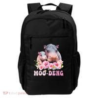 Moo Deng Floral Flower Pygmy Hippopotamus Backpack thumb 0